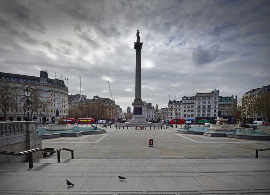 Empty Trafalgar Square London Covid-19