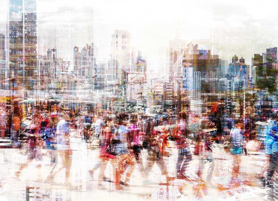 Abstract Picture of People Walking in a City