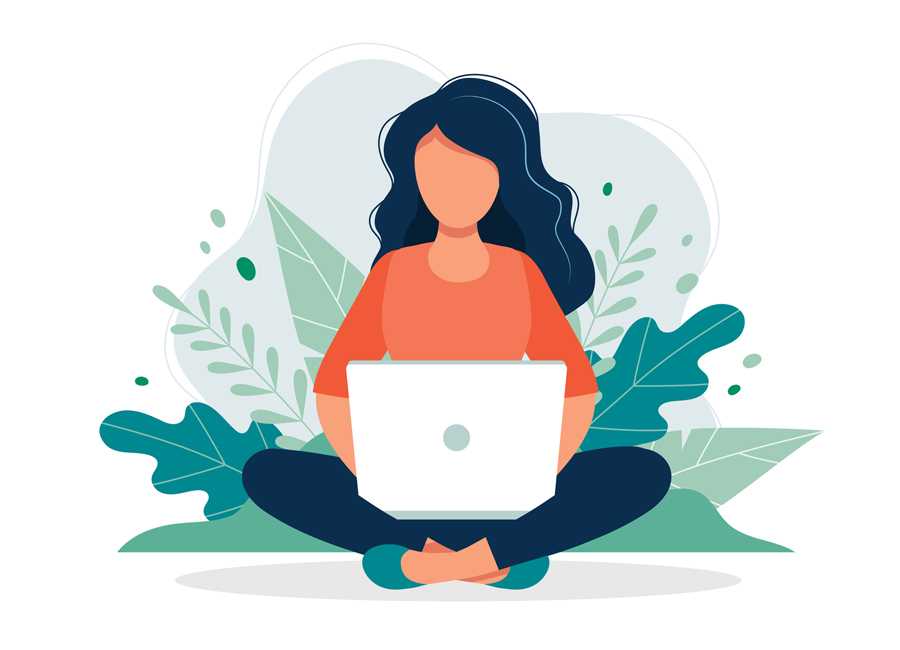 Illustration of Woman on Laptop